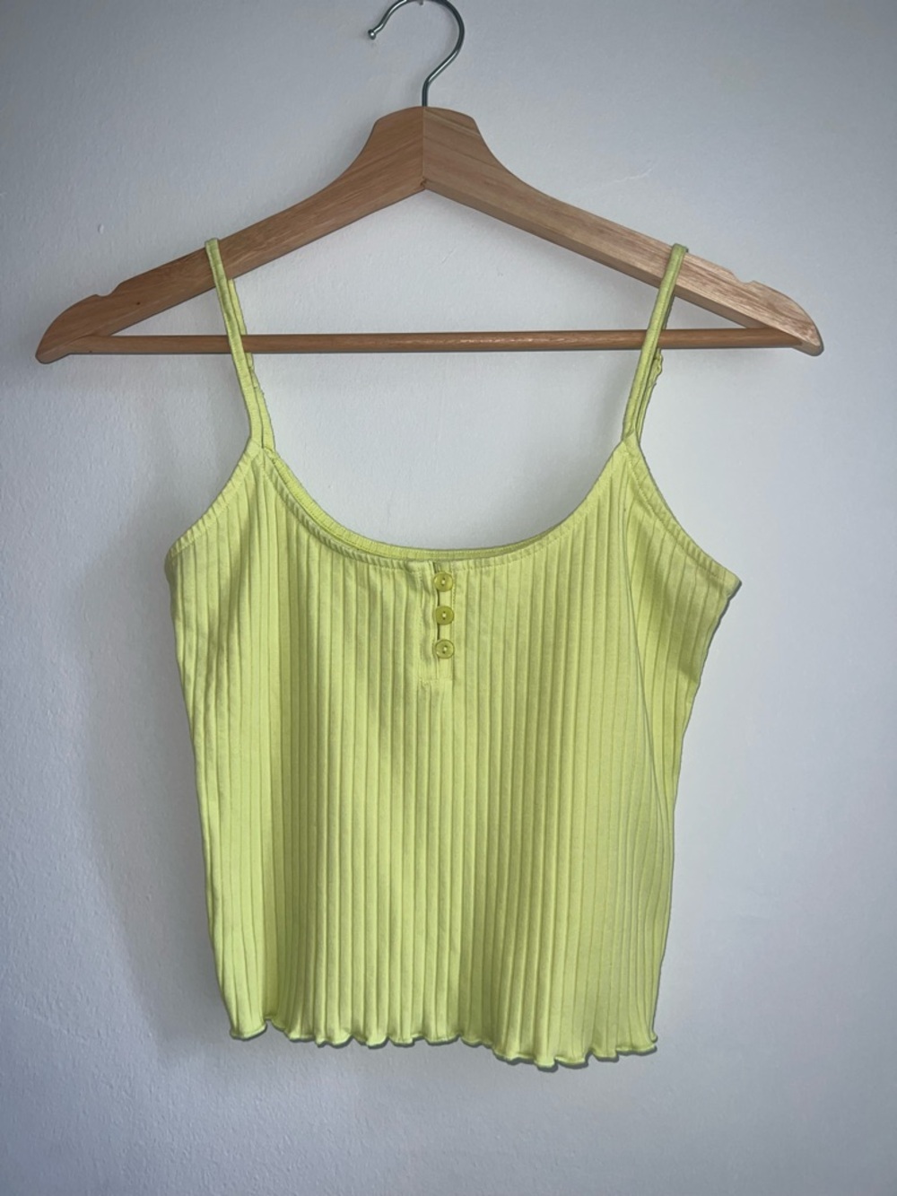 American Eagle Lime Green Ribbed Cropped Cami